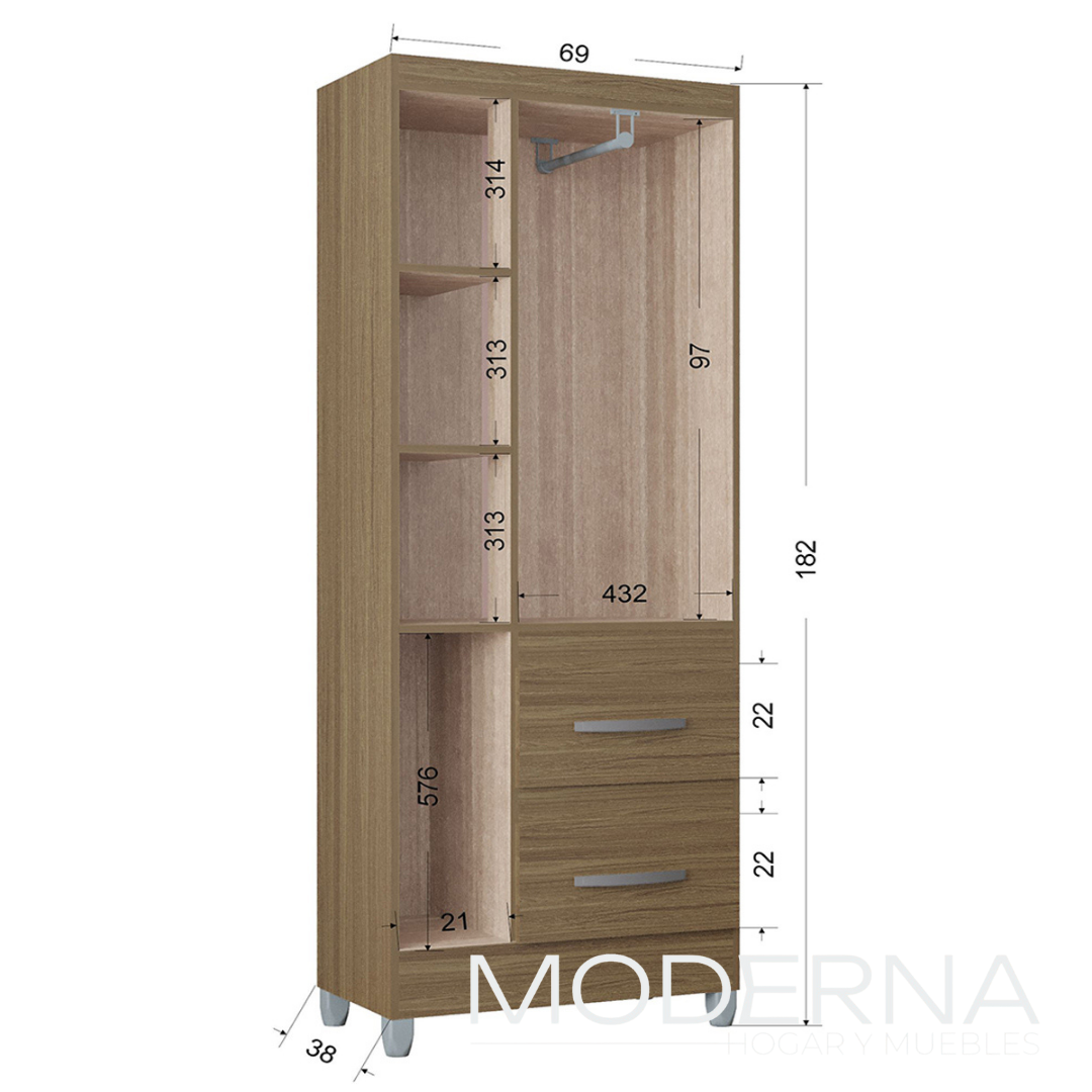 Ropero capri - 3 puertas