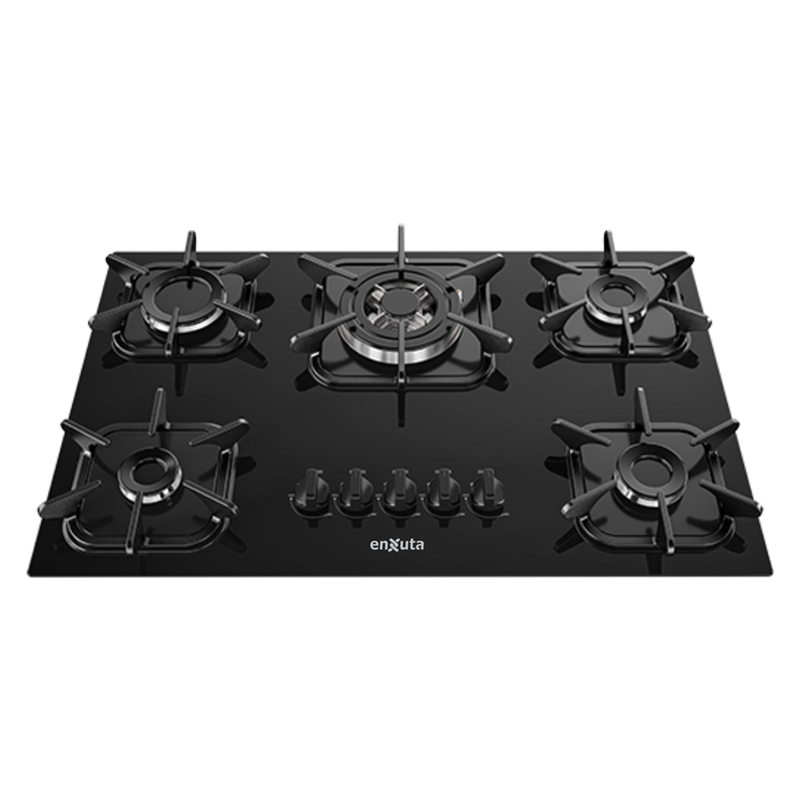 Anafe de empotrar a gas en vidrio 5 hornallas- Enxuta