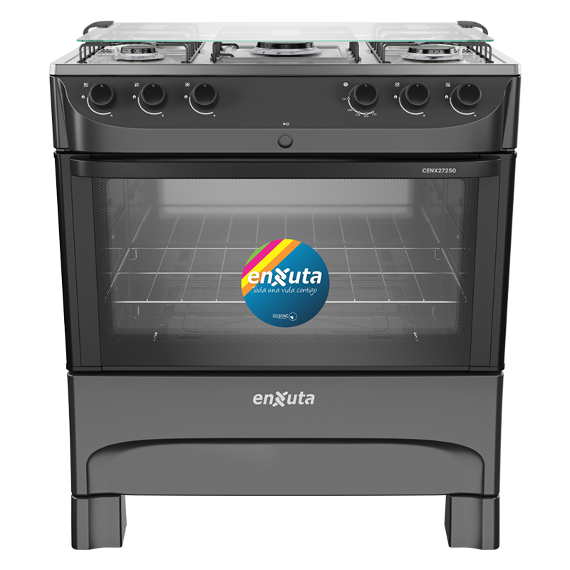 Cocina negra multigas 5 hornallas Enxuta