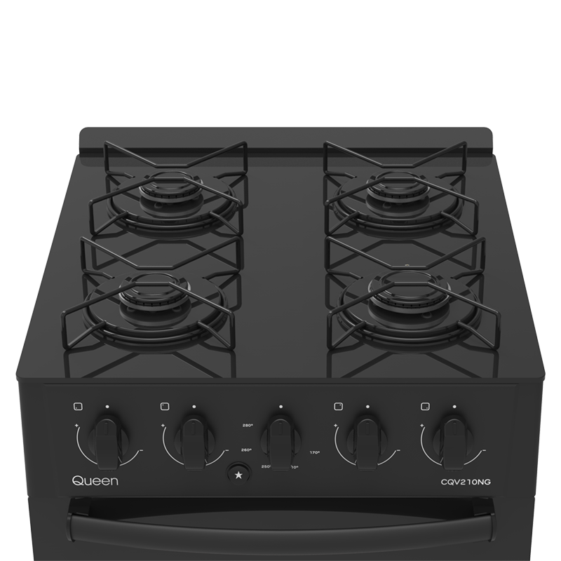 Cocina Supergas 4 Hornallas Mesada de Vidrio Negra y Termocupla- Enxuta