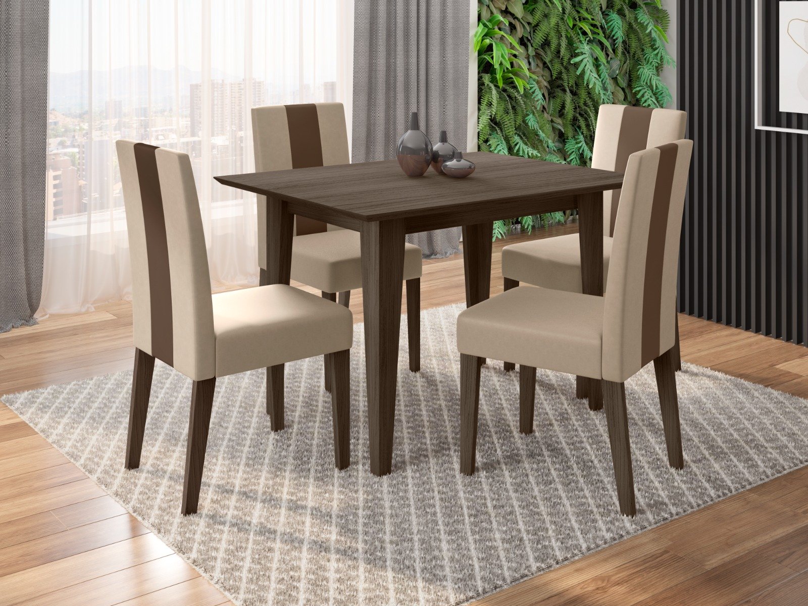 Juego de comedor Kate- 4 sillas - sin vidrio