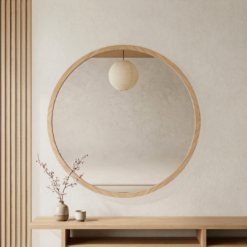Espejo circular marco de madera