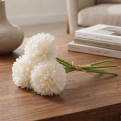 Ramo 5 flores artificial 23cm blanco