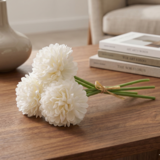 Ramo 5 flores artificial 23cm blanco