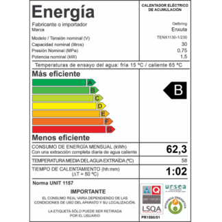 Termotanque acero enxuta 30L