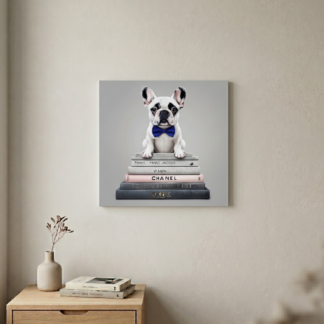 Marcal Cuadro canvas 40x40cm perro bulldog blanco 1