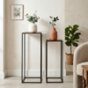 Marcal Set 2 mesas aux 27x27x70/23x23x60cm madera y metal