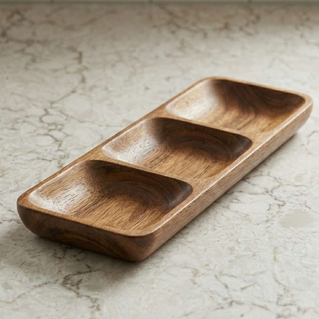 Marcal Copetinero rect. 3 divisiones madera 20x9x2.5cm - Image 2
