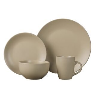 Juego de vajilla de 16 piezas beige mate