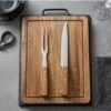 Set tabla madera acacia con cuchilla y tenedor