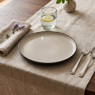 l Plato de postre ceramica d20cm blanco b/marron
