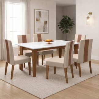 Juego de comedor Liz- 6 Sillas con vidrio