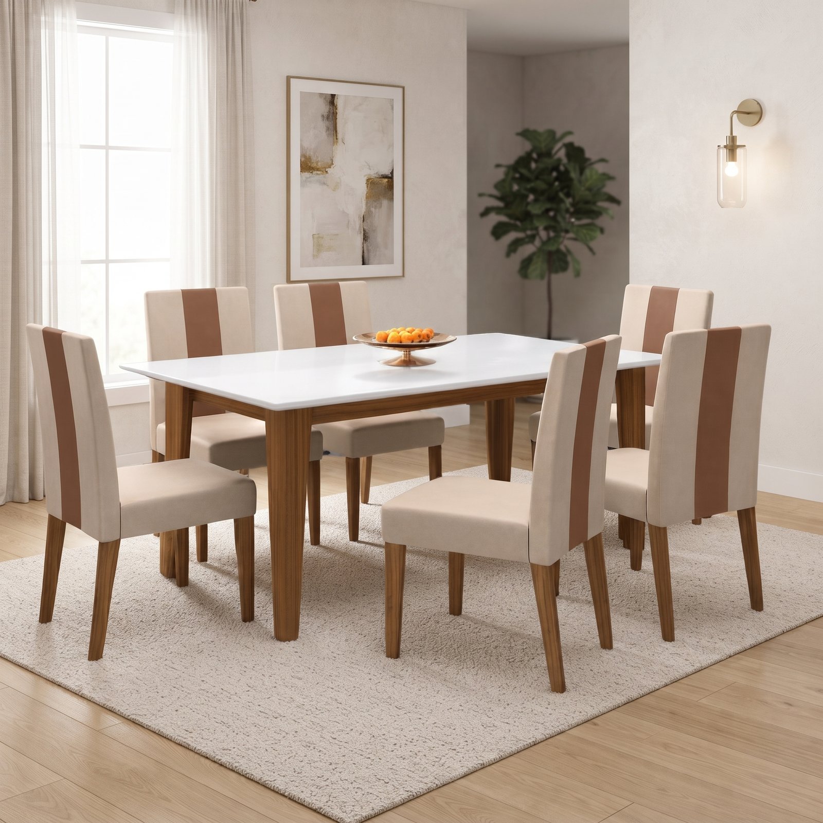 Juego de comedor Liz- 6 Sillas con vidrio