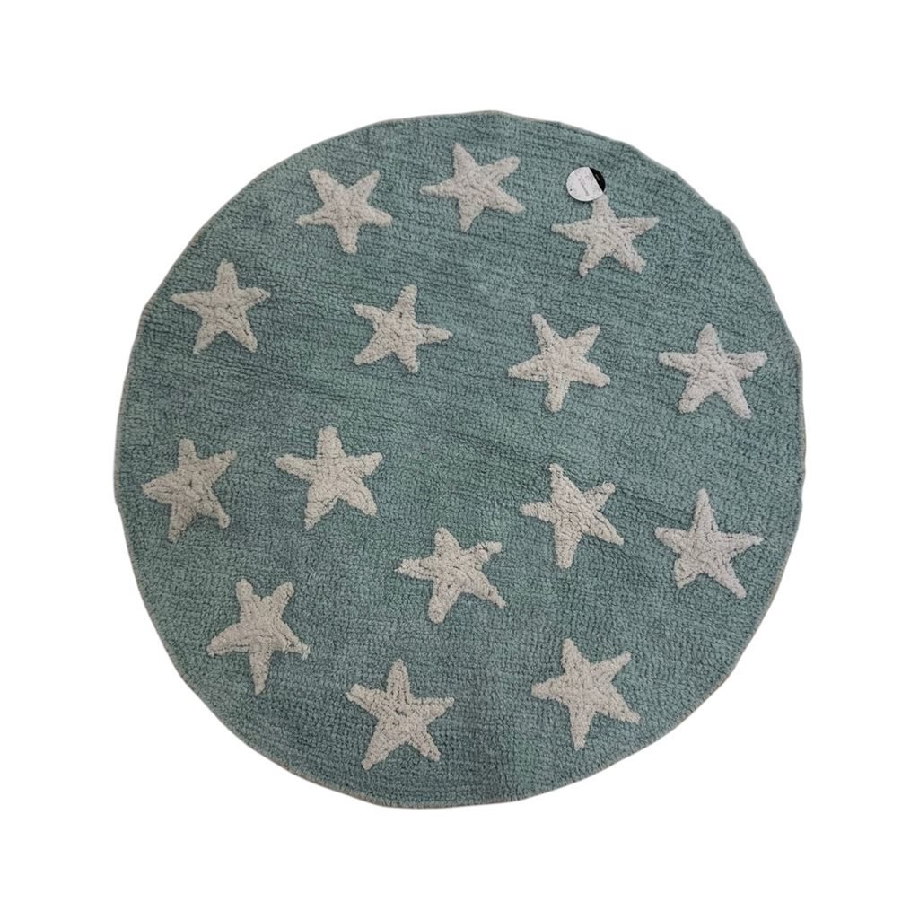 Alfombra Redonda Pop 100cm celeste estrellas - Imagen 2