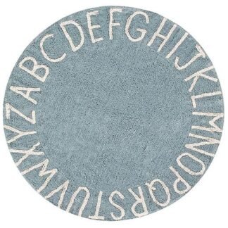 Alfombra Redonda Pop 100cm celeste letras