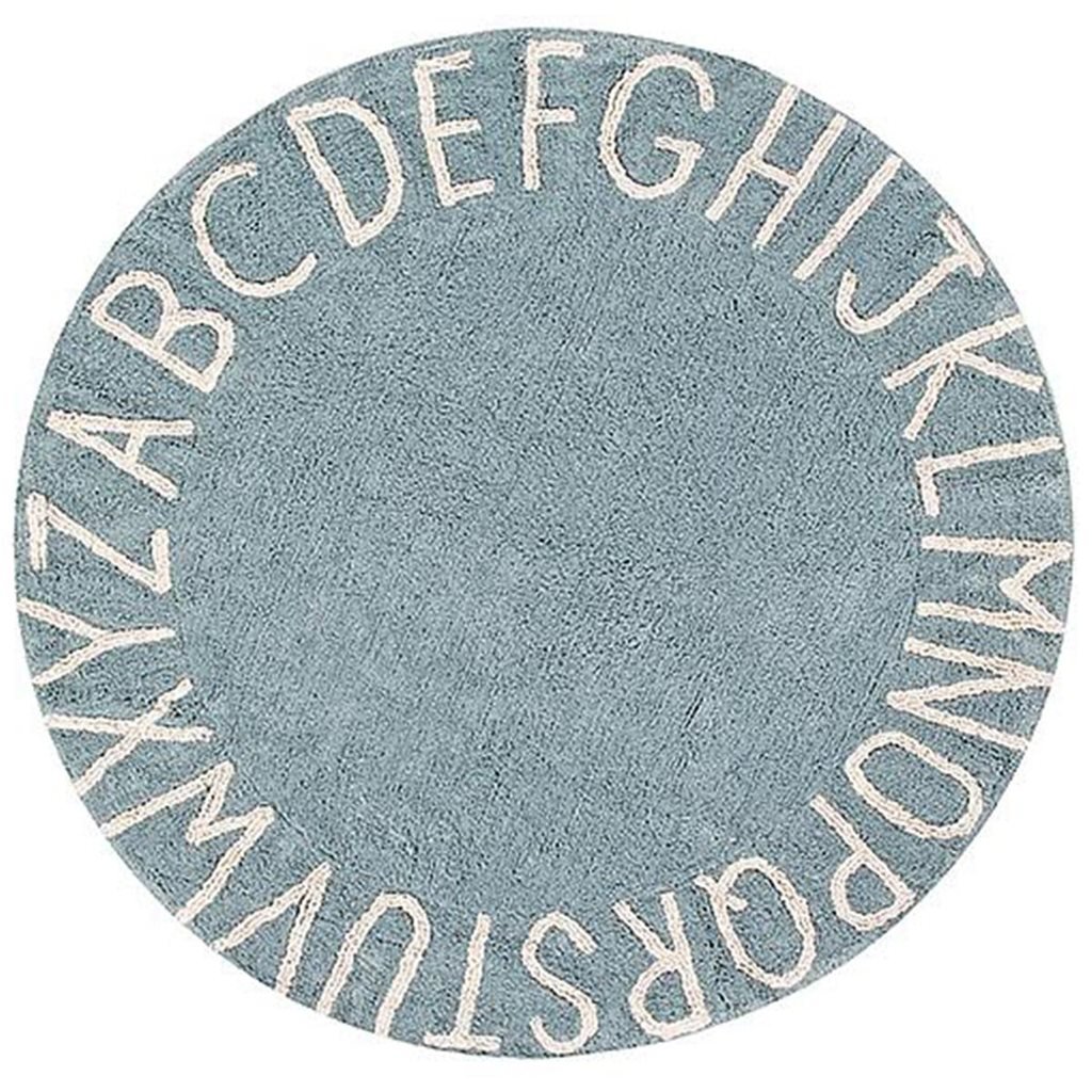 Alfombra Redonda Pop 100cm celeste letras - Imagen 2