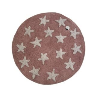 Alfombra Redonda Pop 100cm rosa estrellas