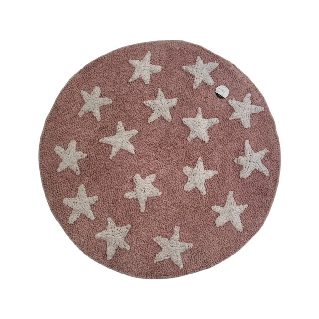 Alfombra Redonda Pop 100cm rosa estrellas - Imagen 2