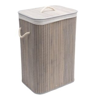 Cesto Plegable 40x30x60cm c/tapa,funda bambú gris