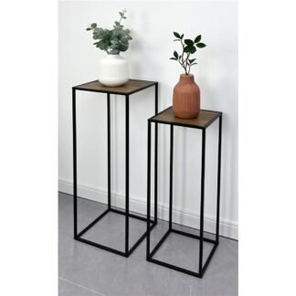 Set 2 mesas aux. madera y letal