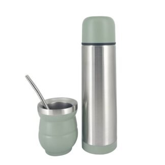 Set mate c/bombilla y termo 500ml oliva