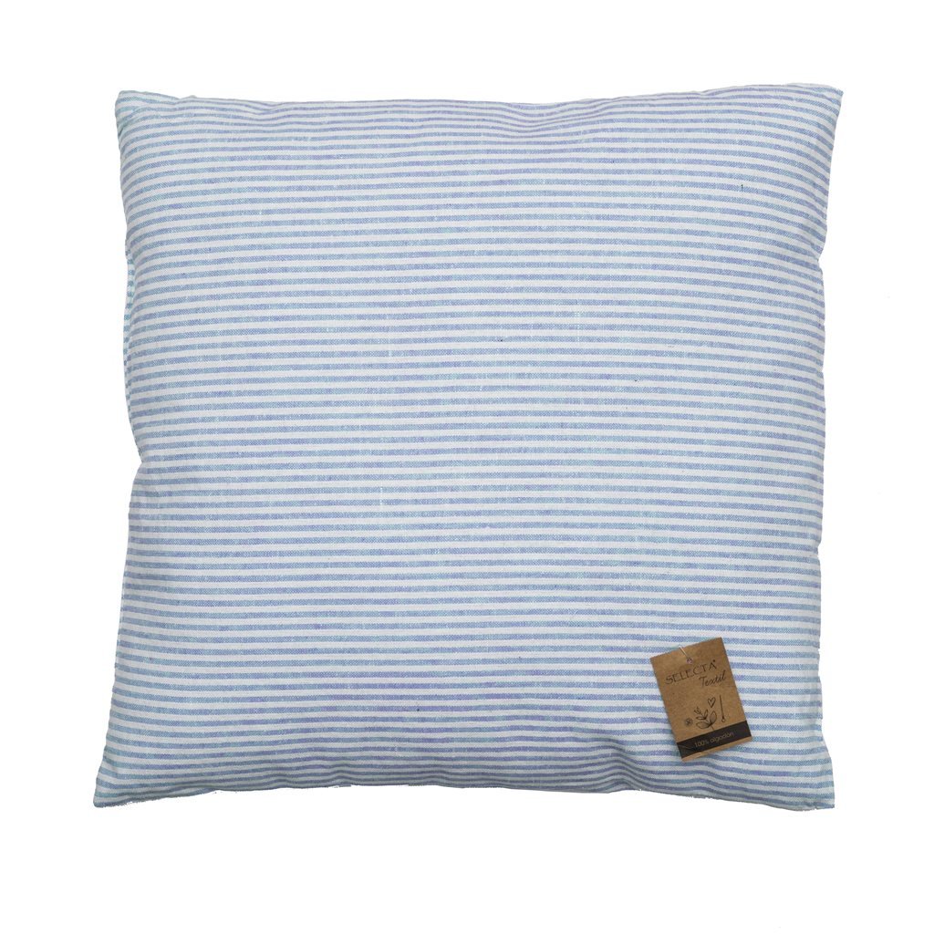 Almohadon algodón celeste con lineas