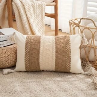 Almohadon con tejido natural/blanco