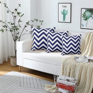 Almohadon estampado zigzag azul/blanco
