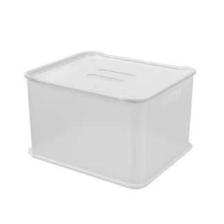 Canasto c/tapa plastico rect natural