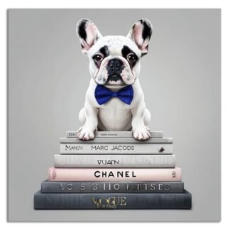 Cuadro canvas perro bulldog blanco