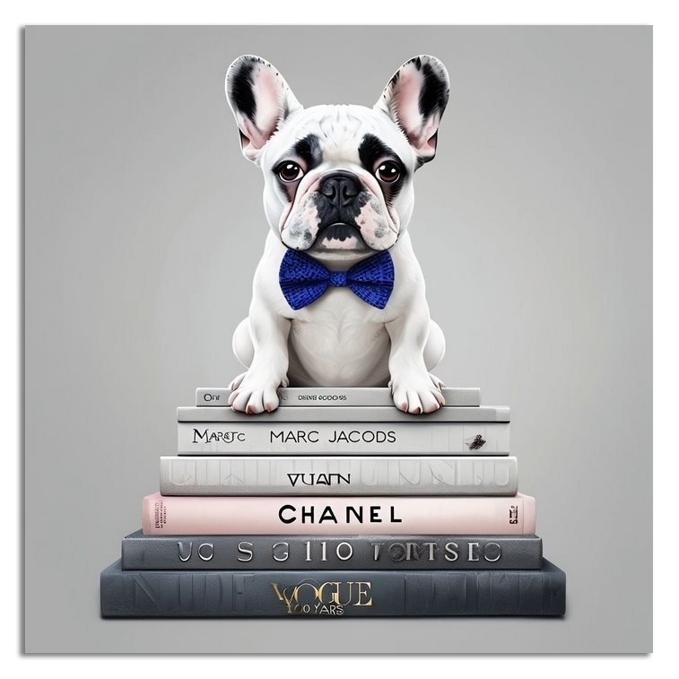 Cuadro canvas perro bulldog blanco