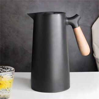 Jarra termica 1L plastico mango madera blanco