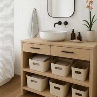Organizador con asas ext tela crema