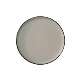 Plato de postre ceramica blanco b/marron