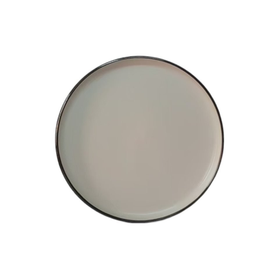 Plato de postre ceramica blanco b/marron