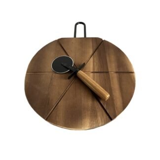 Set tabla madera acacia con cortador pizza