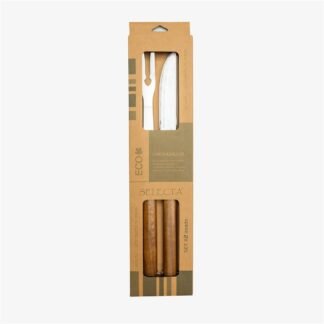 Set x2 pcs para asado acero inoxidable mango madera