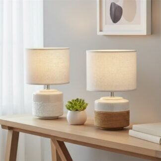 Lampara de mesa ceramica blanca