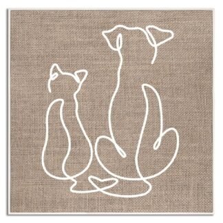 Cuadro canvas marco animales arpillera